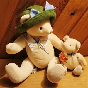 Vintage Velour Cream Bear Plush Set